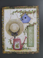 retro kovov� cedule na ze� Welcome 46